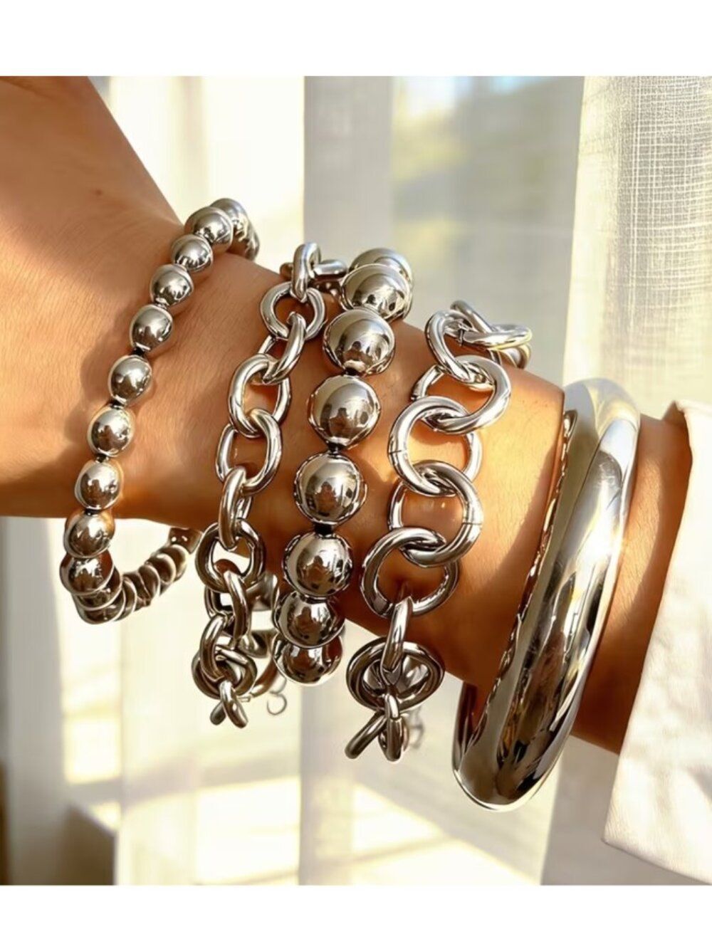 Stacking Vintage-Inspired Geometric Bracelet & Bangle Set 5 Modern Y2K Elegance